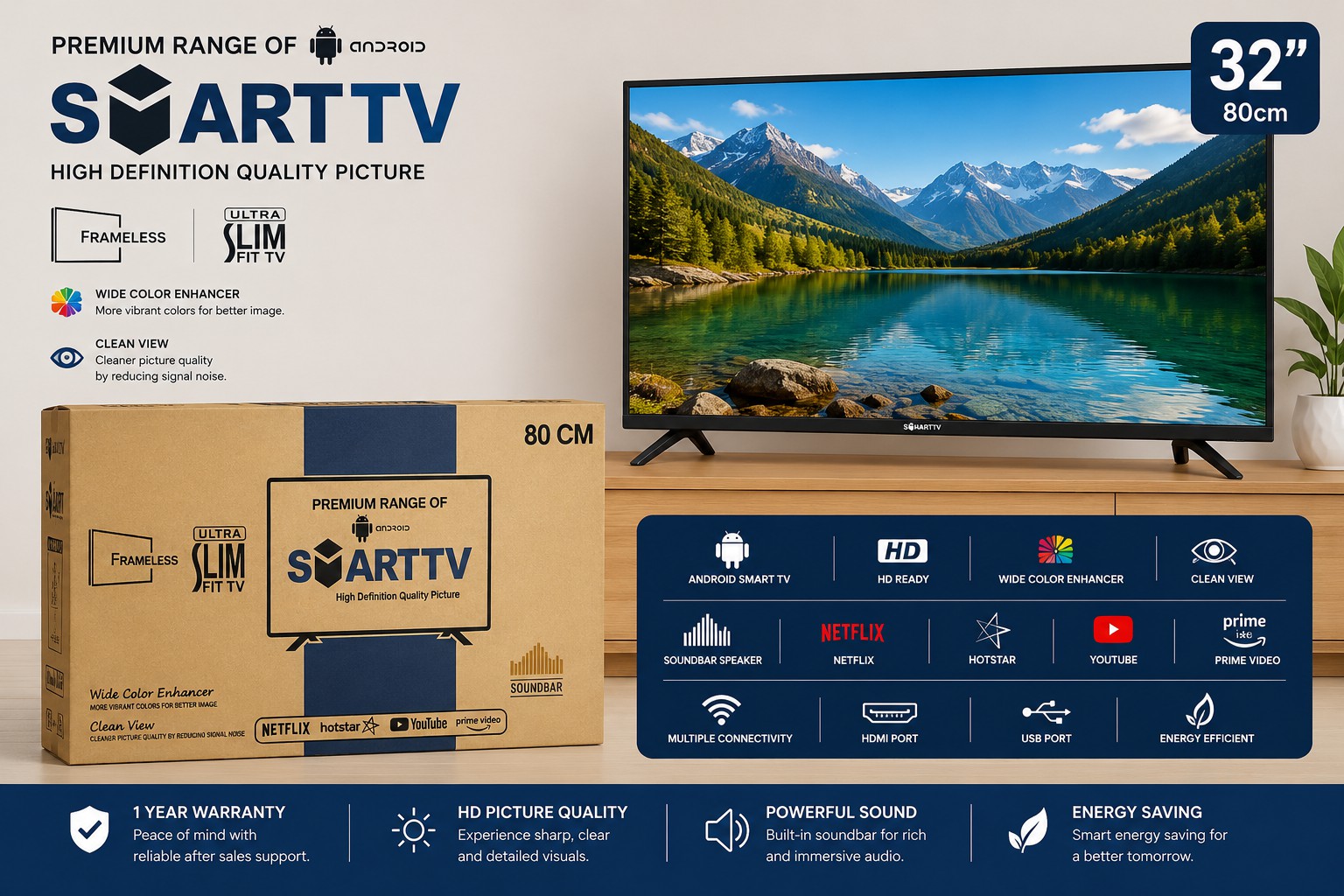 32 Inch Smart LED TV - ASSEMBLED